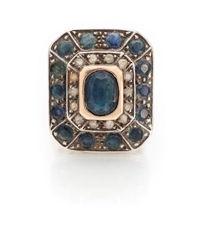 Anello Oro, Argento, Diamanti e Zaffiri