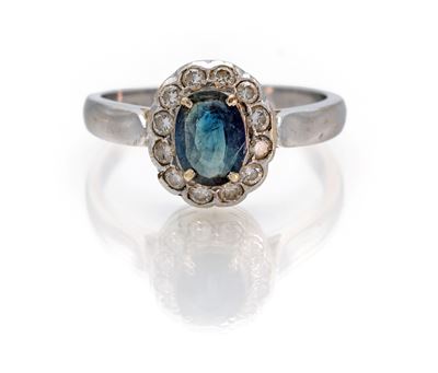 Anello in Oro, Zaffiro e Brillanti