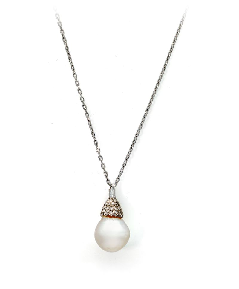 Pendente in oro e perla con catena in oro UNOAERRE