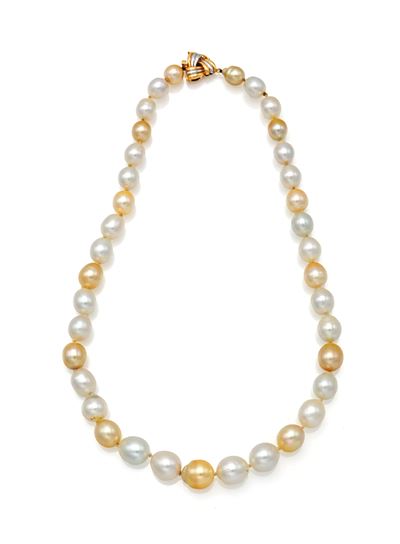 Collana di Perle Multicolor Coltivate dei Mari del Sud e Oro