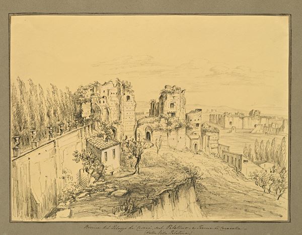 Rovine del Palazzo dei Cesari nel Palatino e Terme di Caracalla (dalla Villa Palatina)