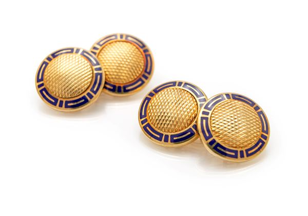Bulgari, coppia di gemelli in oro e smalti