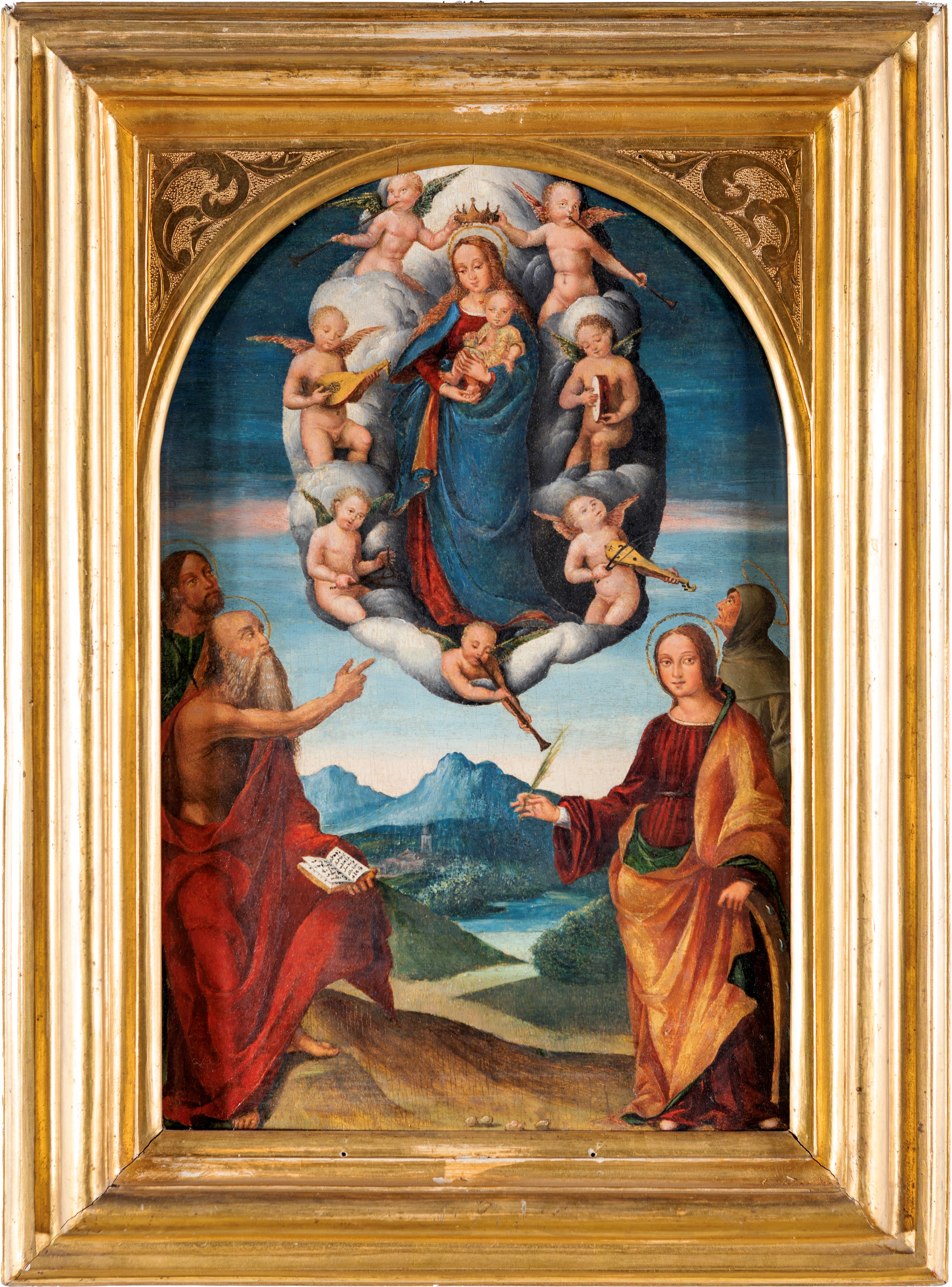 Madonna con Bambino in gloria con San Giacomo Maggiore, San Girolamo, Santa Caterina d'Alessandri...