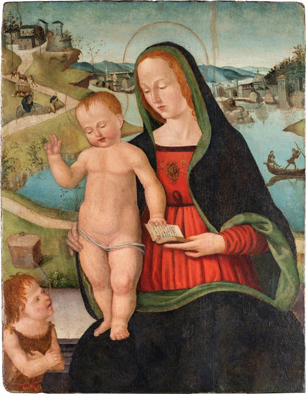 Pittore dell'Italia settentrionale tra il XV e il XVI secolo - Madonna col Bambino e San Giovannino