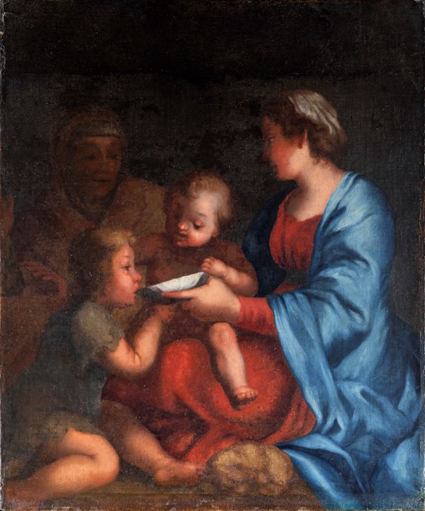 Pittore del XVI secolo - Madonna col Bambino, Santa Elisabetta e San Giovannino