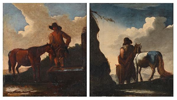 Figure con cavalli (coppia di dipinti)