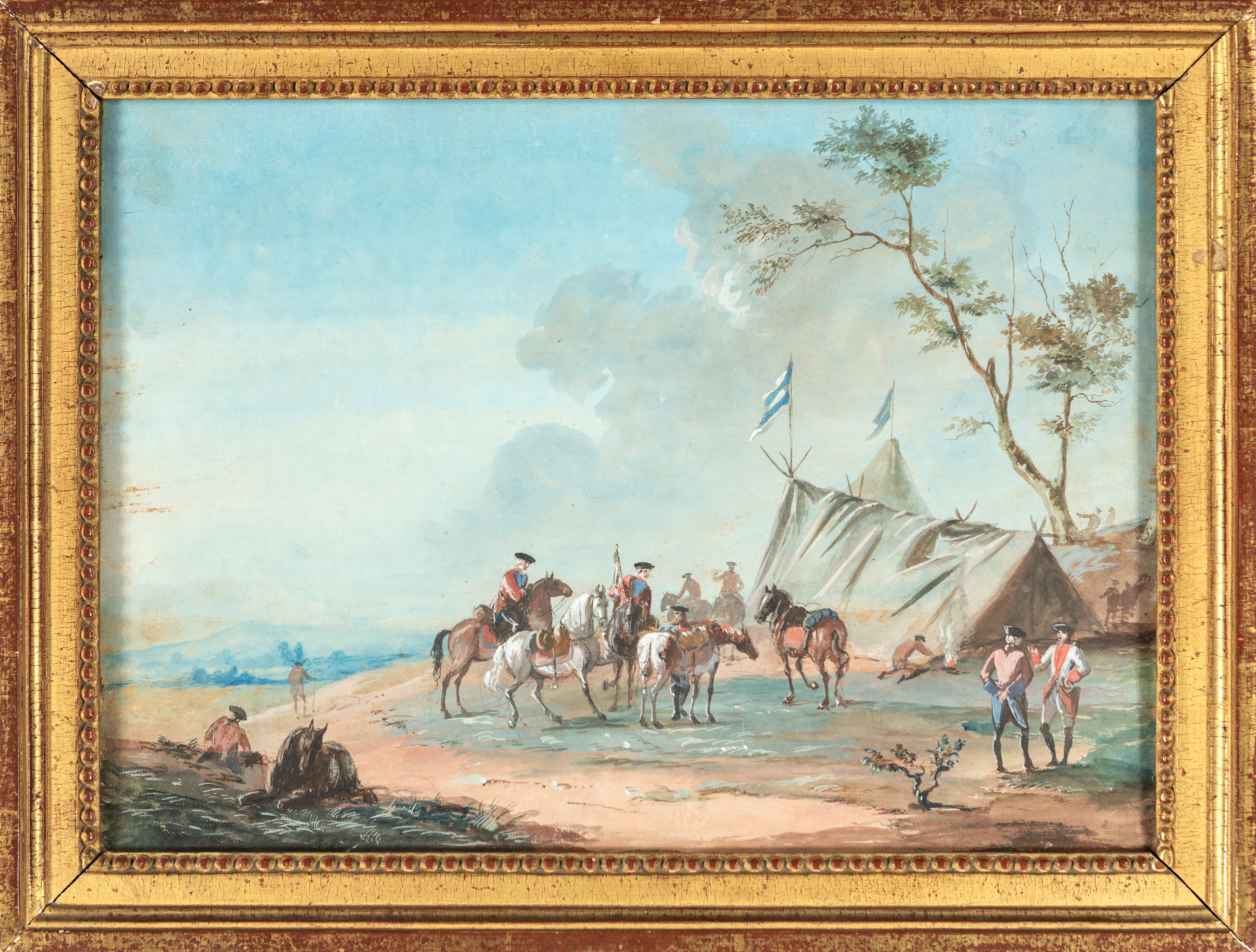 Scuola Francese del XVIII Secolo - Accampamento Militare