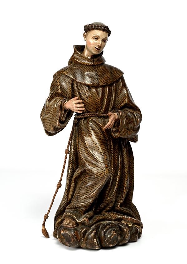 Sant'Antonio di Padova in legno policromo, Spagna, XVIII secolo