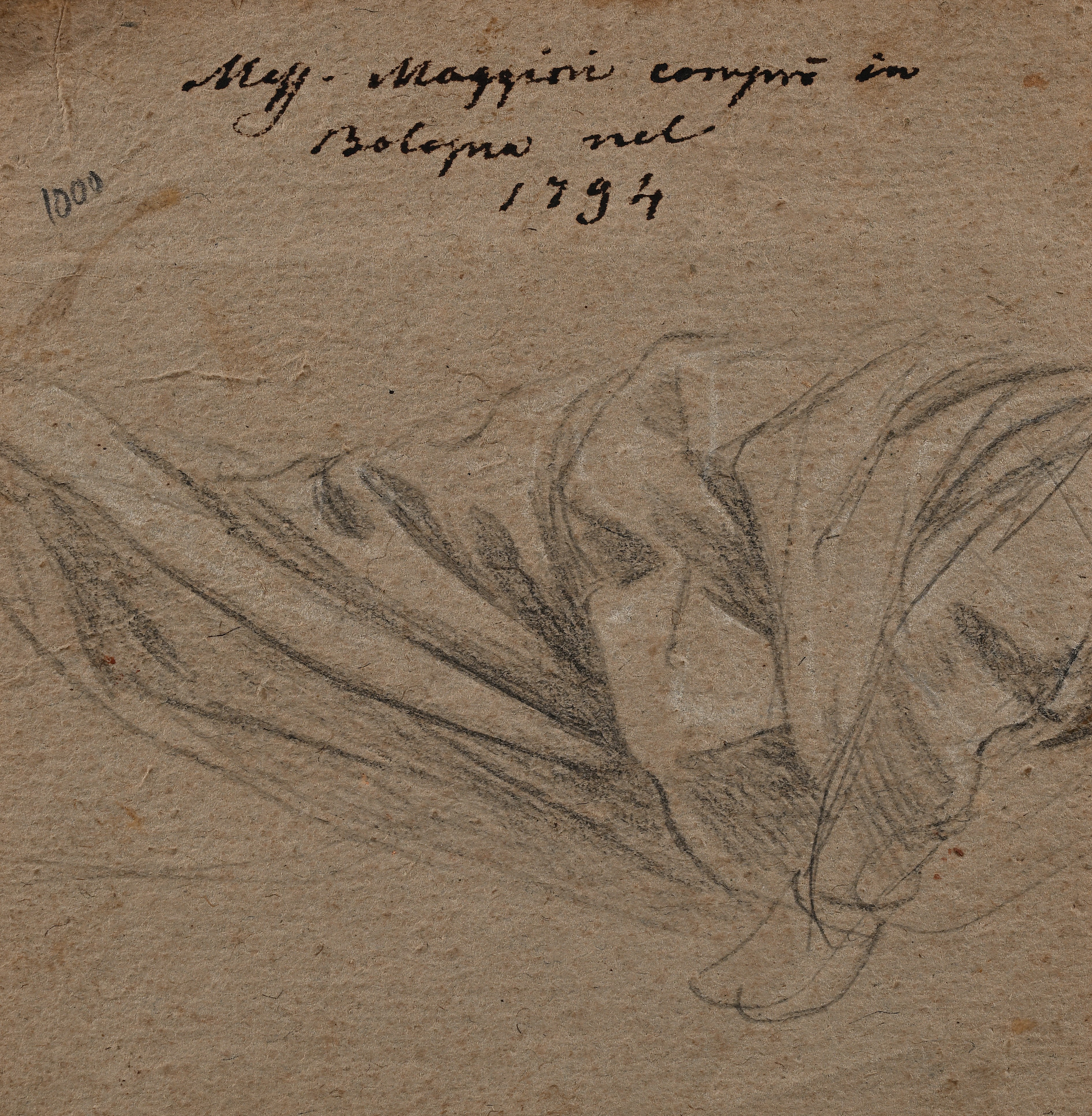 Recto: Studio di figura e panneggio - Verso: studio di panneggio