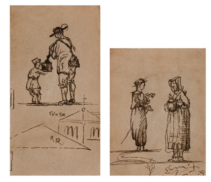 Coppia di studi di figure