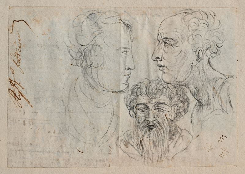 Scuola Italiana del XIX Secolo - Studio di Teste Senili