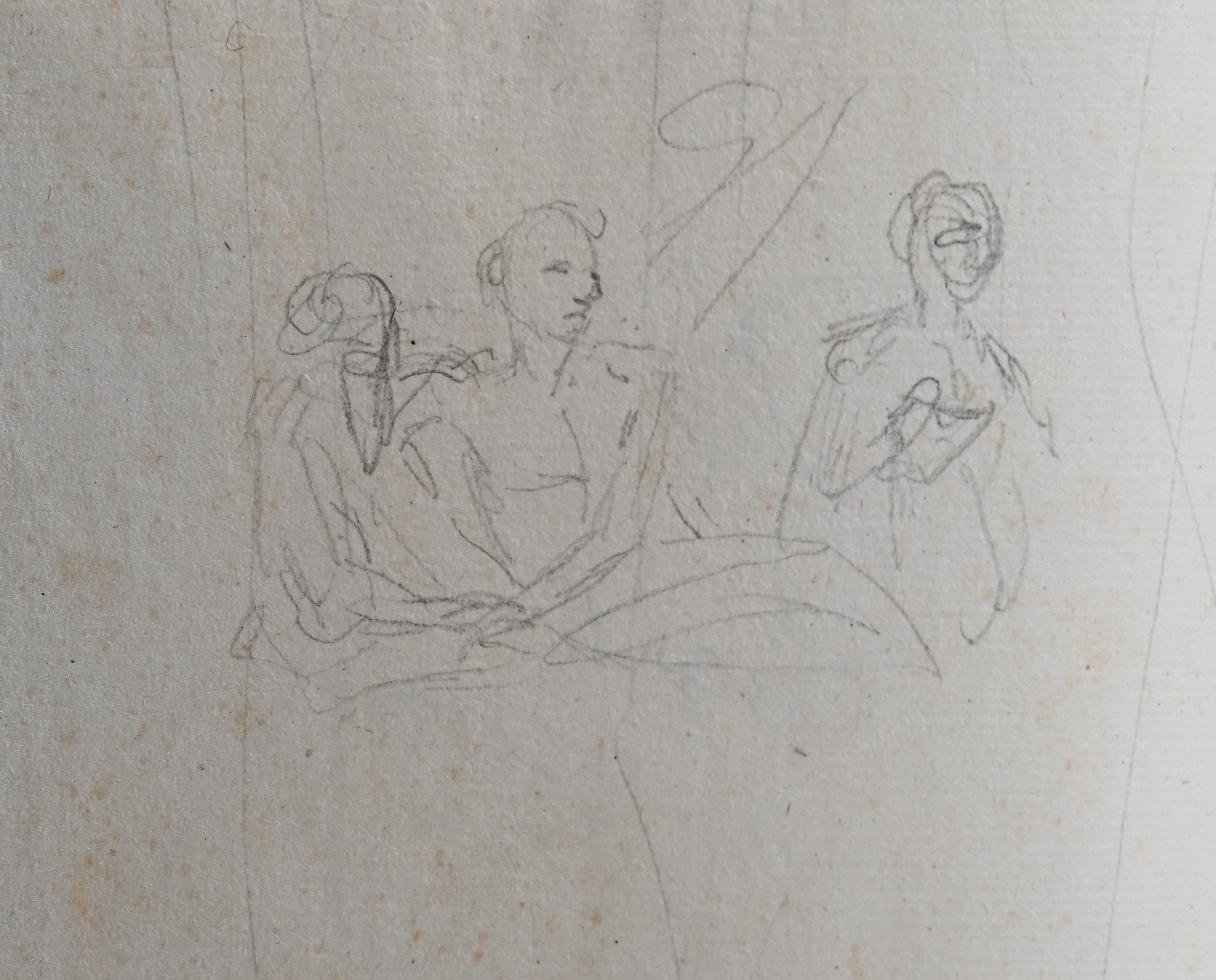 Recto: Studio di testa di Minerva, putto e figura femminile - Verso: Schizzo con Banchetto di Cle...