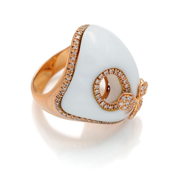 DD gioielli, anello in oro, brillanti e ceramica