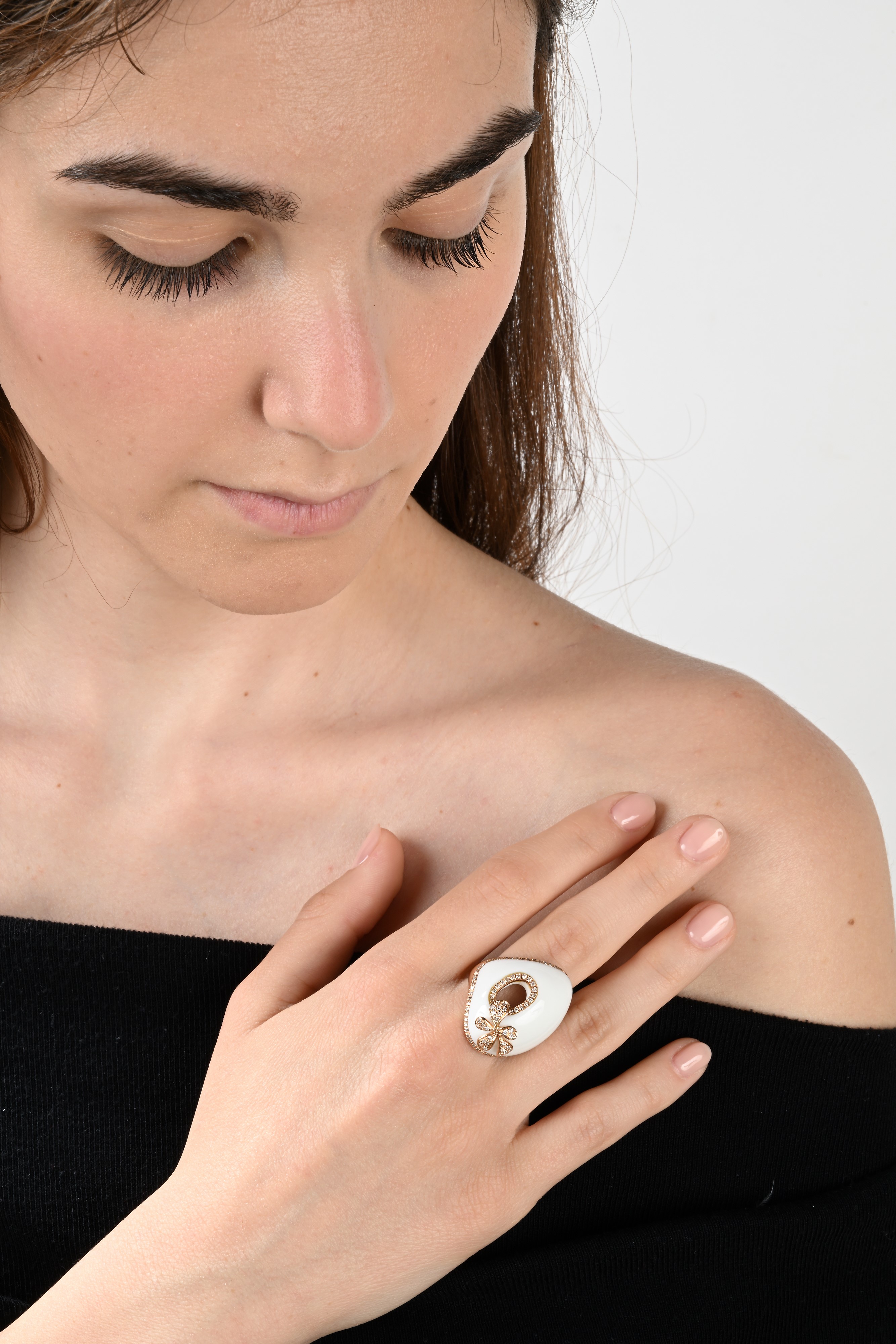 Dd Gioielli, Anello in Oro, Brillanti e Ceramica