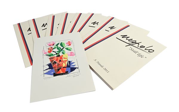 Ugo Nespolo - Lotto di 8 serigrafia "Still Life S. Natale 2011"