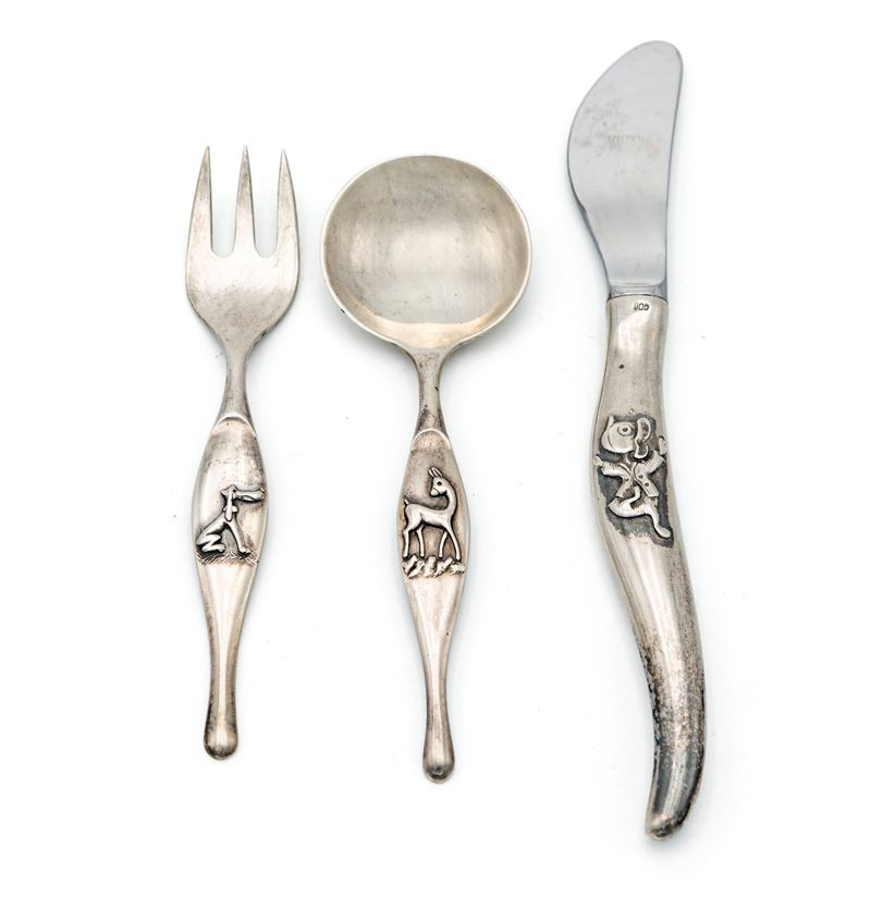 Tre Posatine da Bambino in Argento 800/000