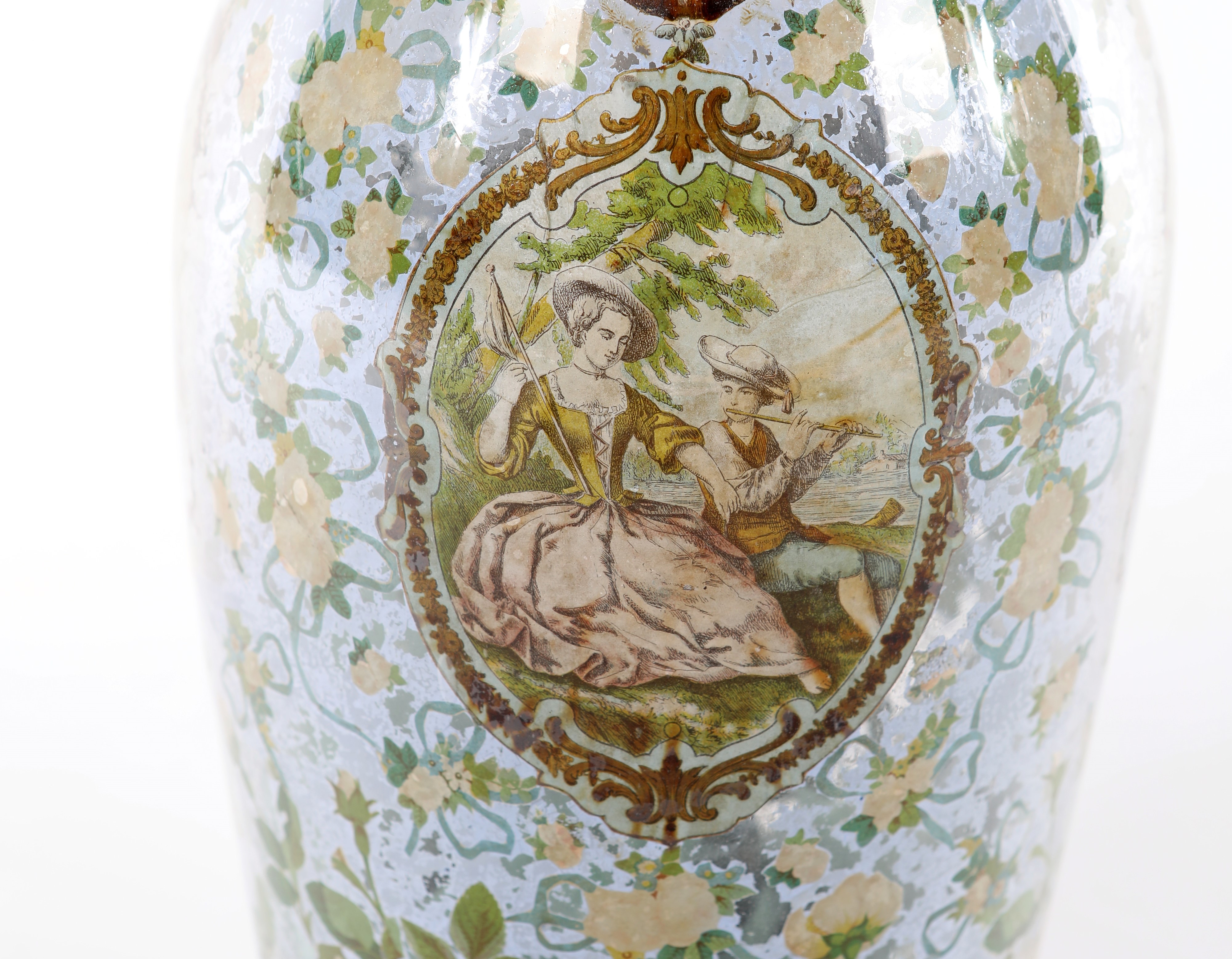 Vaso in Vetro con Coperchio Decorato Ad Arte Povera, Piemonte, XVIII Secolo