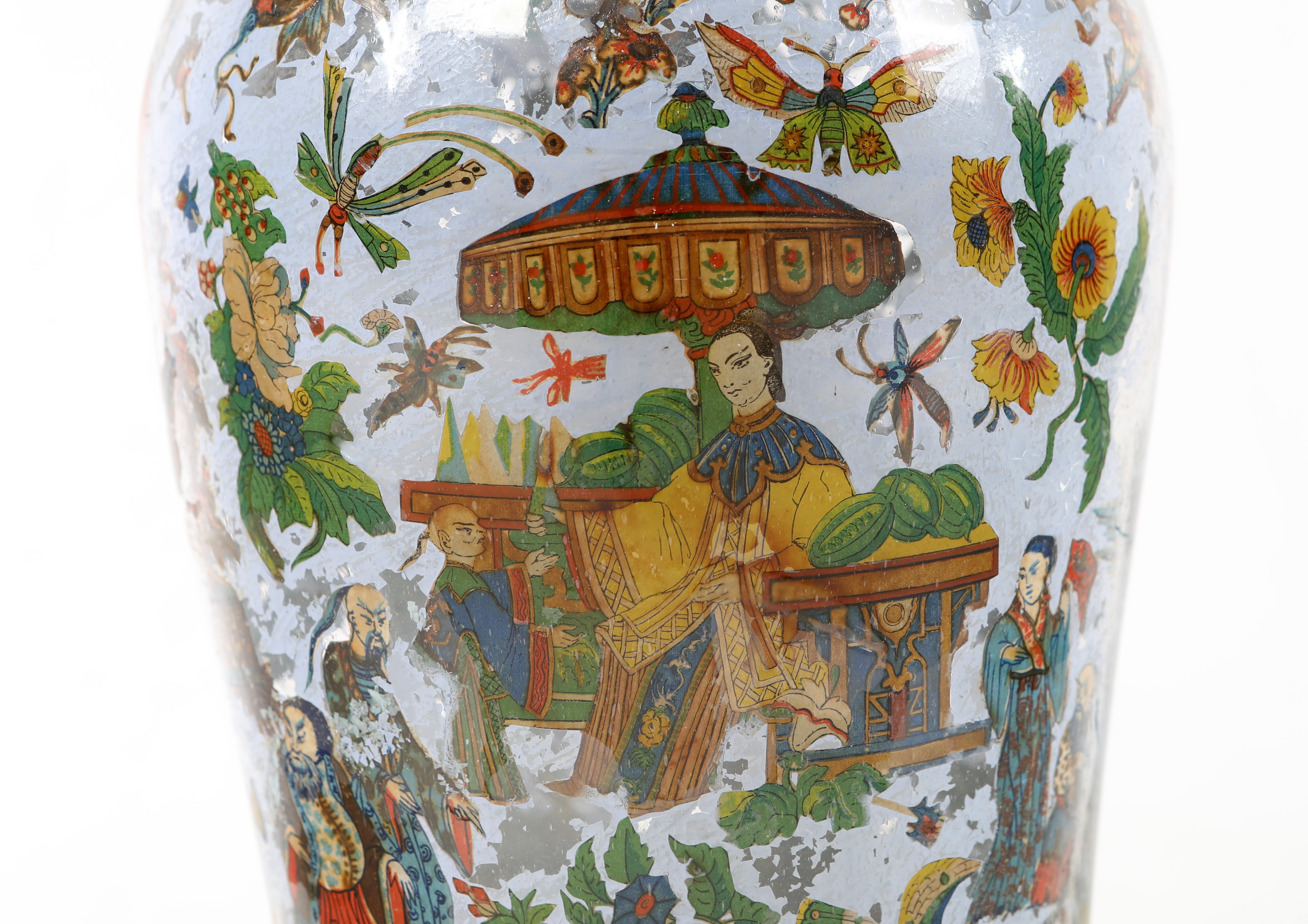 Vaso in Vetro con Coperchio Decorato Ad Arte Povera, Piemonte, XVIII Secolo