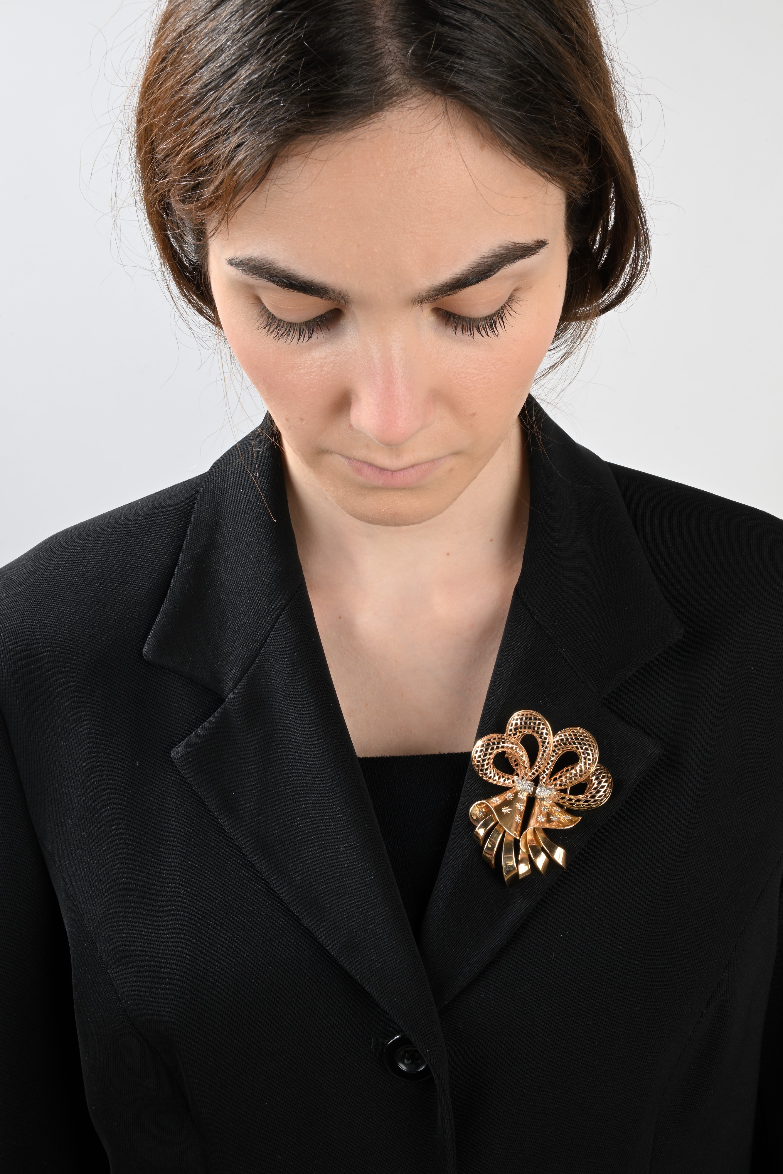 Spilla Doppia Clip in Oro e Brillanti