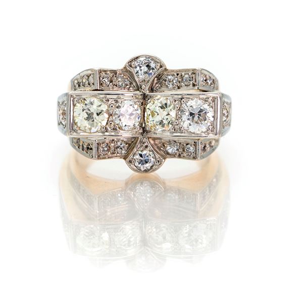 Anello a ponte in oro e brillanti