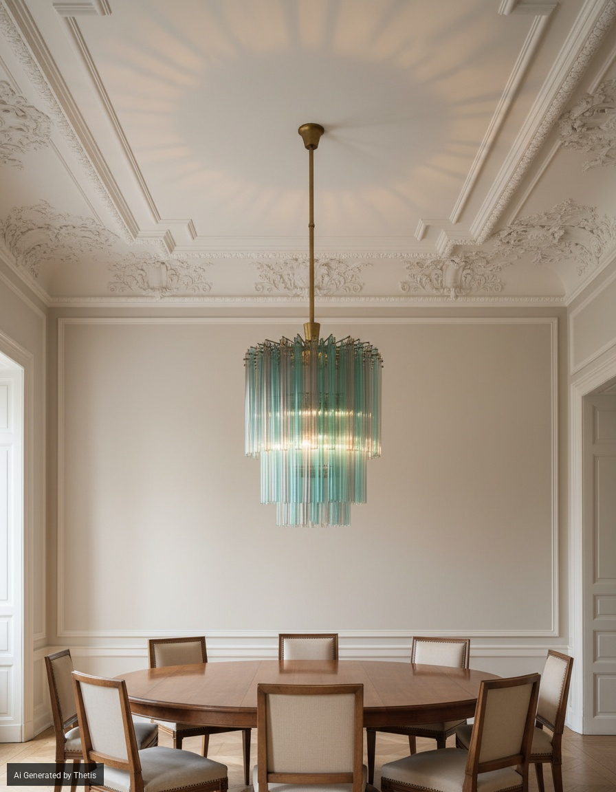 Imponente e raro lampadario da soffitto di Venini