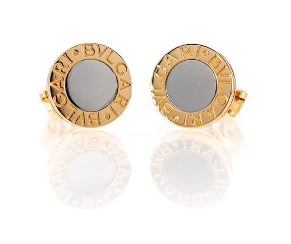 Bulgari, orecchini in oro e acciaio