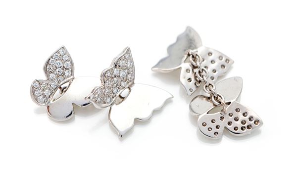 Coppia di gemelli in oro e brillanti