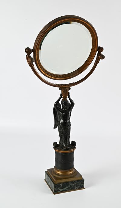 Specchierina da Toletta in Bronzo a Doppia Patina, Francia, Napoleone III