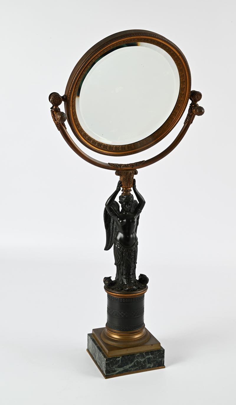 Specchierina da Toletta in Bronzo a Doppia Patina, Francia, Napoleone III