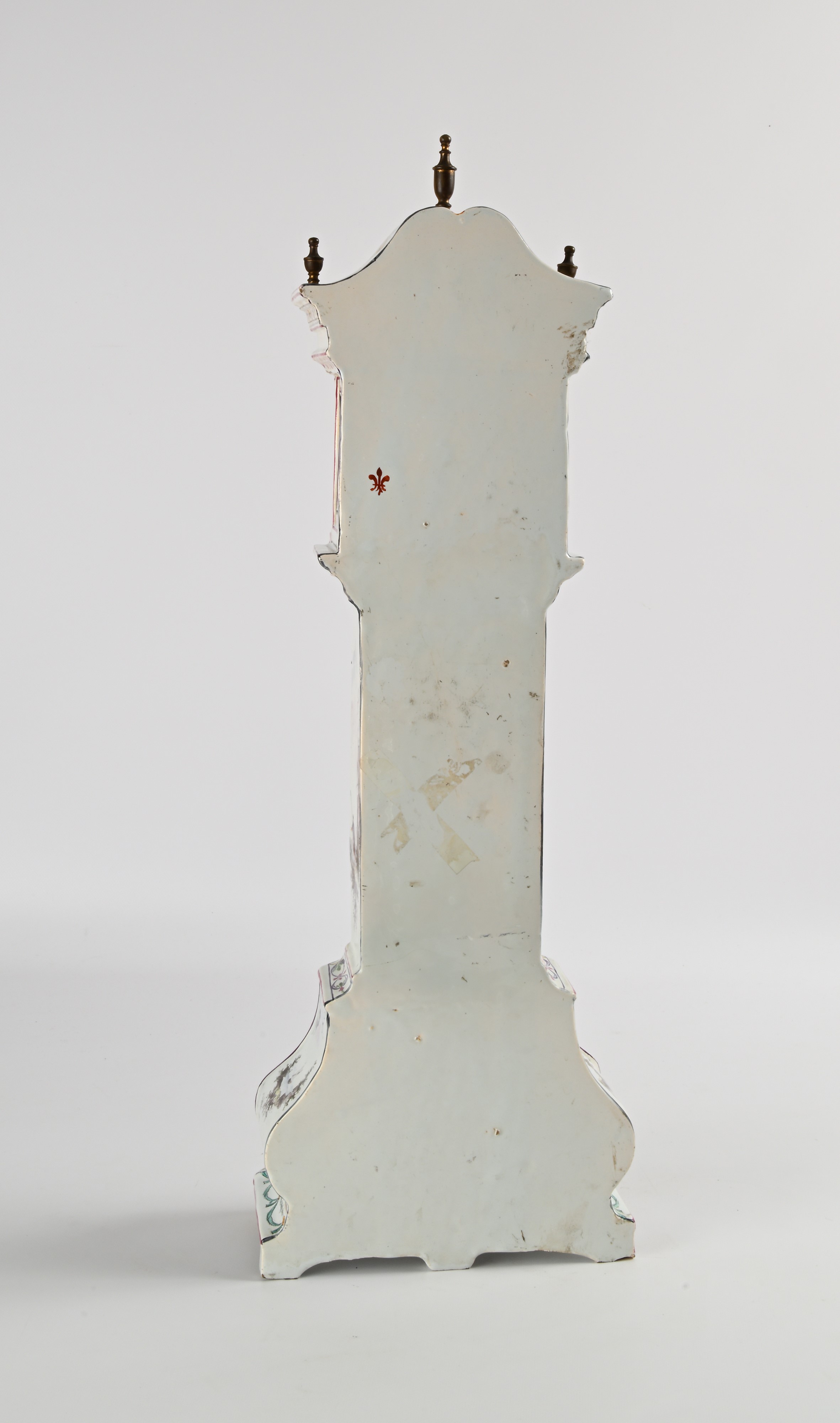Orologio da tavolo 'a torre', ceramica smaltata e dipinta, XVIII secolo