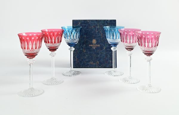Lotto di 6 bicchieri Saint Louis in cristallo