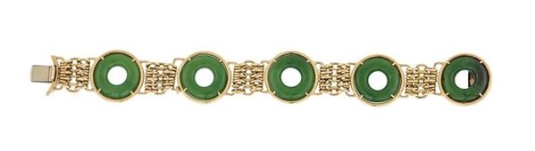 BRACCIALE IN ORO GIALLO E GIADA