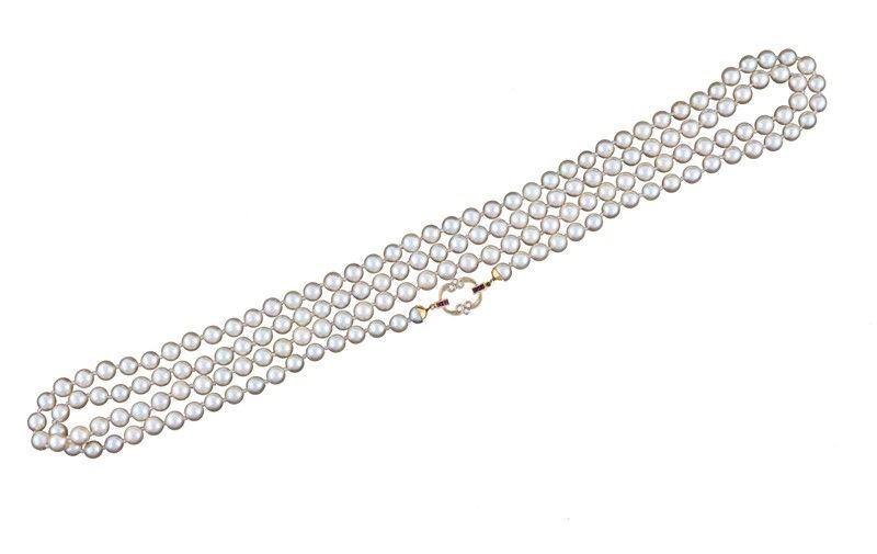Lunga Collana di Perle Coltivate Giapponesi