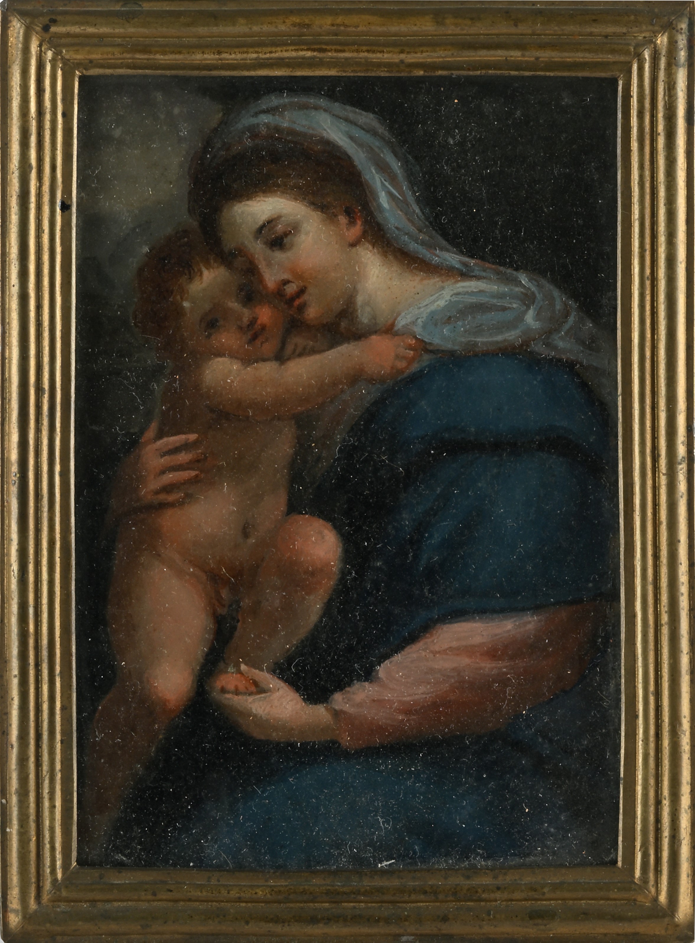 Dittico portatile con Madonna col Bambino, astuccio in pelle