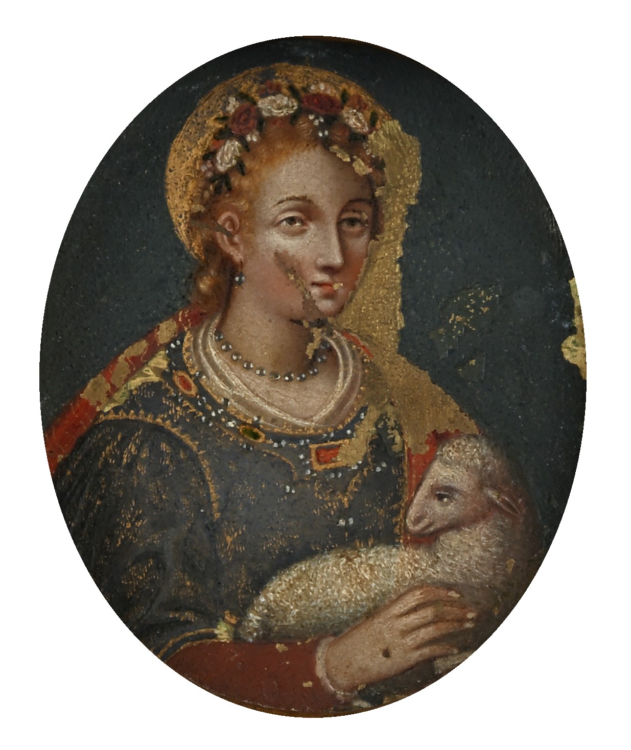 Miniaturista del XVIII Secolo - Sant'Agnese - olio su rame ovale