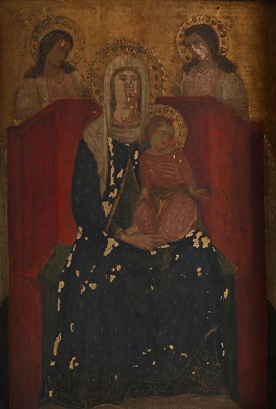 Madonna col Bambino in trono e due Santi, tempera su tavola