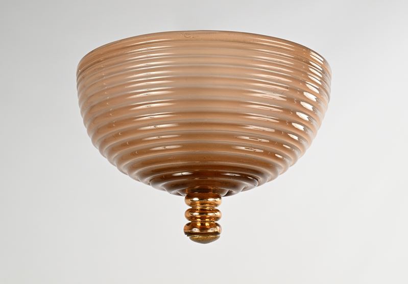 Lampadario da soffitto in vetro di Murano e ottone