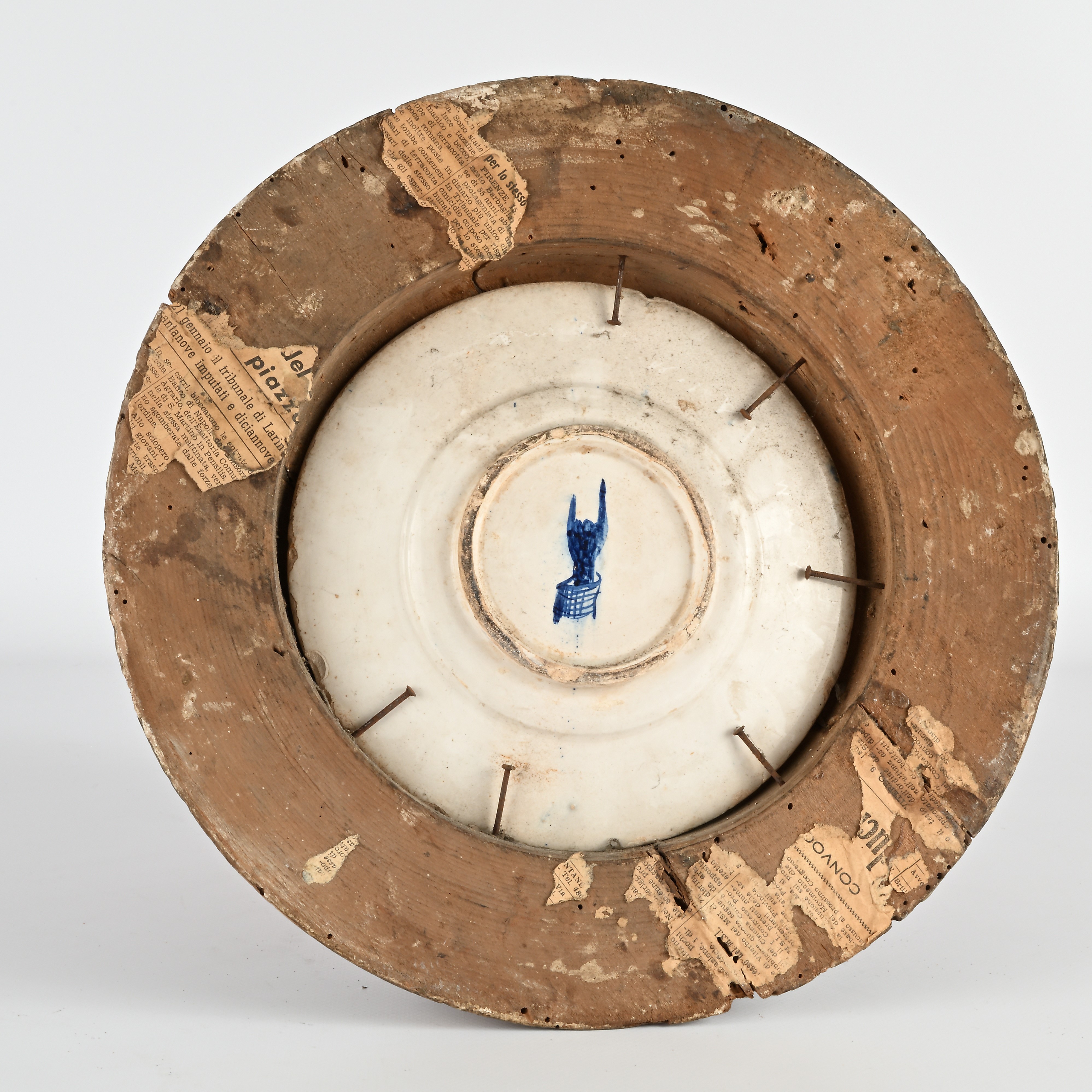 Piatto in Ceramica Dipinta Entro Cornice Rotonda
