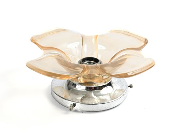 Applique a quadrifoglio in vetro e metallo