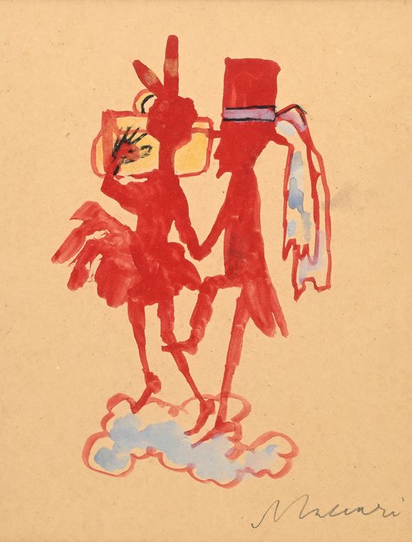 Due figure rosse su una nuvola