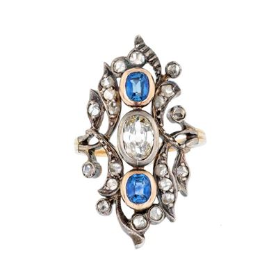 Anello del XIX Secolo con Diamante e Zaffiri