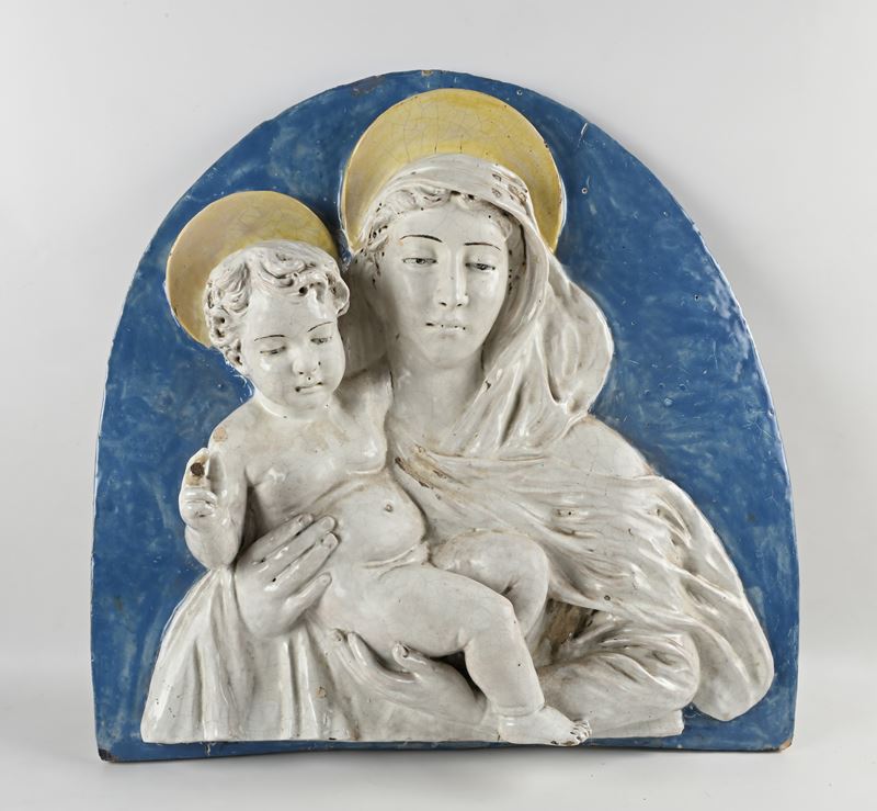 Placca Centinata Raffigurante Madonna Col Bambino, Manifattura Ginori, Fine del XVIII Secolo
