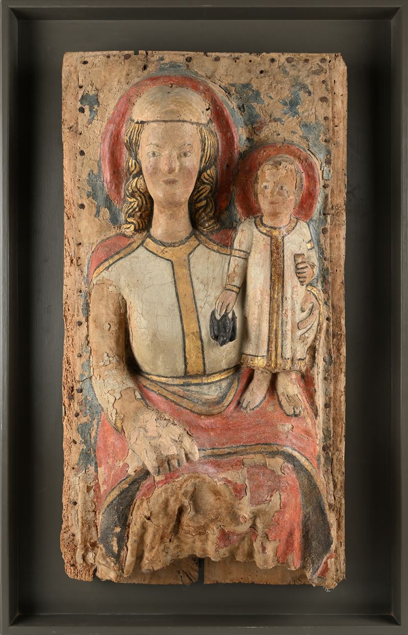 Scuola Umbra del XIV Secolo - Madonna in Maestà Col Bambino