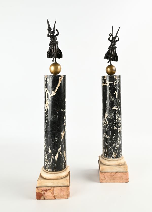 Coppia di colonne di marmi antichi, XVII e XVIII secolo