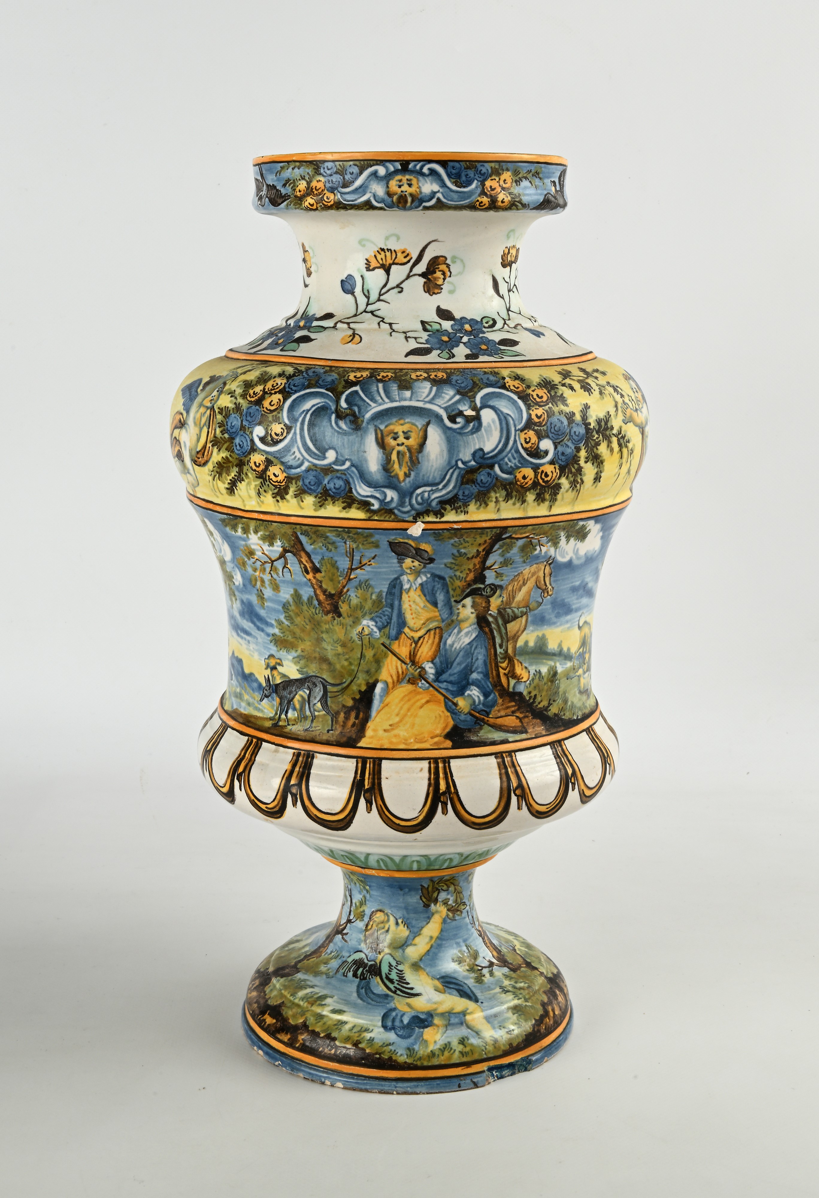 Vaso a Balaustro in Maiolica Policroma, Castelli, XVIII Secolo