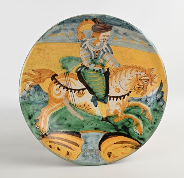 Piatto fondo in maiolica di Montelupo Fiorentino, inizi XVII secolo