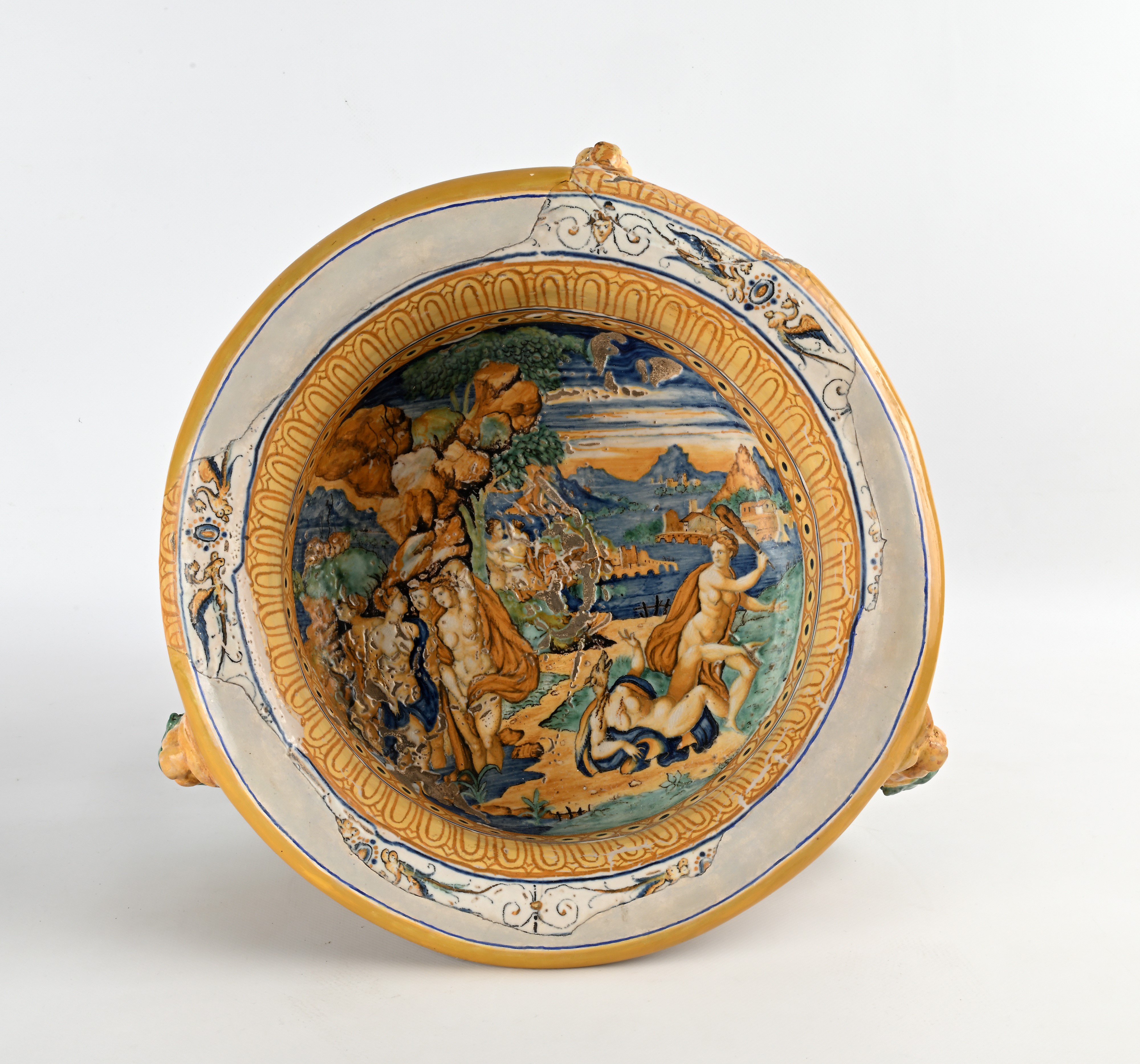 Rinfrescatoio Istoriato in Maiolica Policroma, Urbino, Metà XVI Secolo