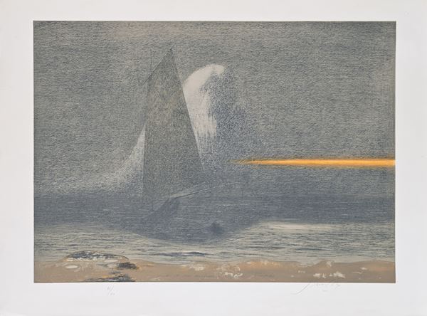 Piero Guccione - Studio per naufragio - a Caspar Friedrich