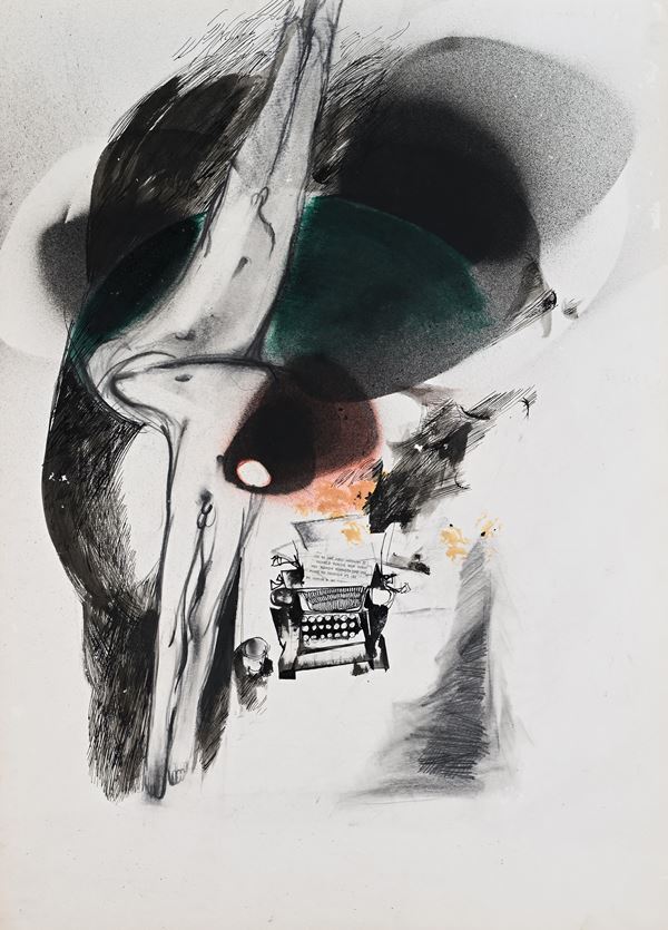 Carlo Quattrucci - Figura con macchina da scrivere