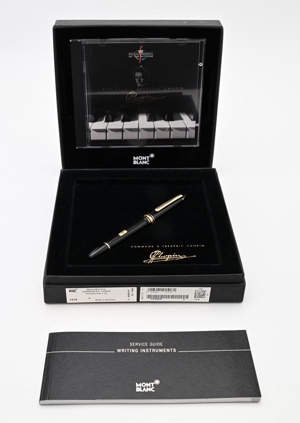 Montblanc Meisterstuck Pix 145 Hommage a Chopin Mod. 1518 - Penna stilografica in resina nera con particolari dorati